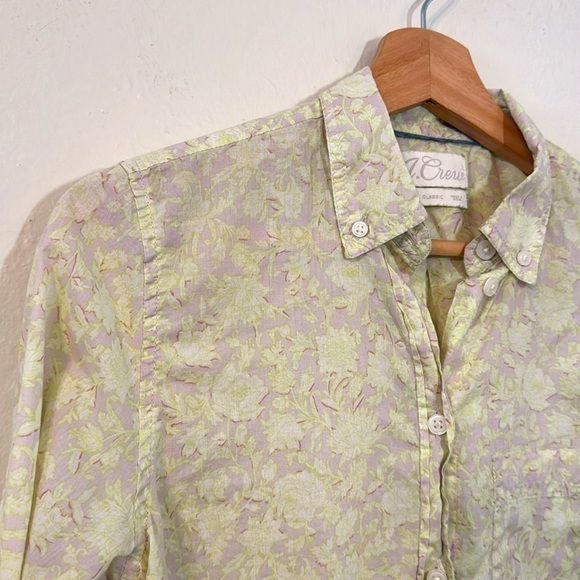 J.Crew Classic-Fit Cotton Voile Shirt Rose Vines Floral Neon Preppy Fairy Sz2 - Picture 4 of 9